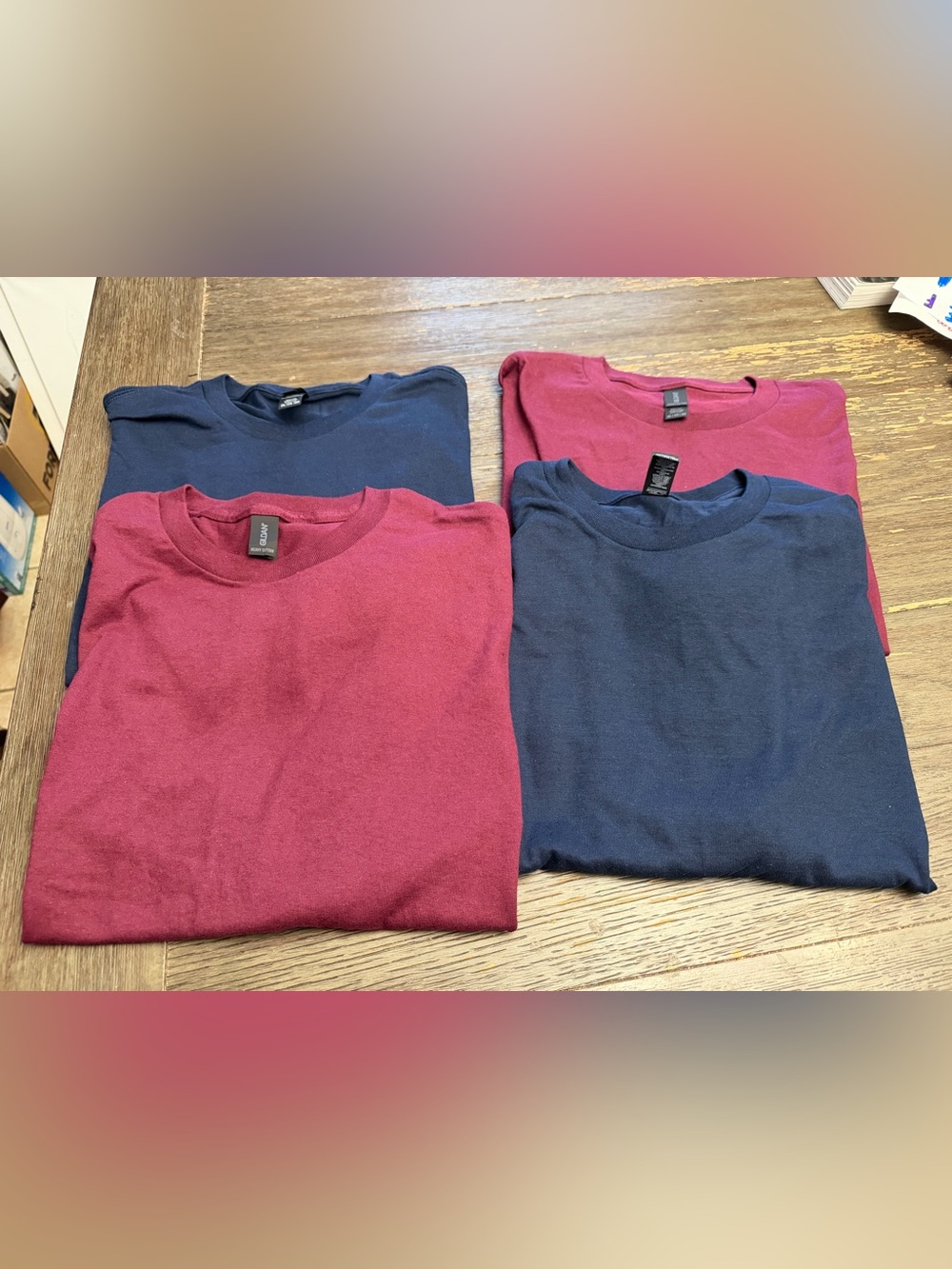 Gildan Short Sleeve Crew Tee in Navy & Burgundy